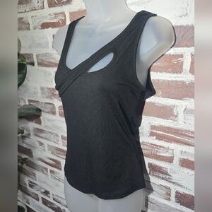 Black Cutout Ribbed Tank Top - Women